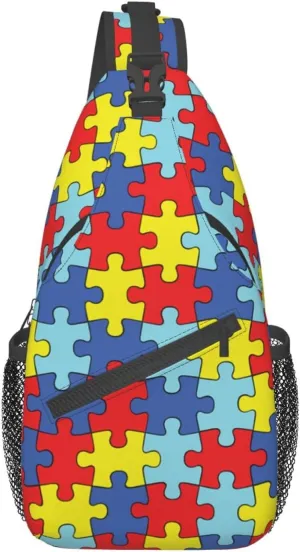 Autism Awareness Sling Bag,Multipurpose Crossbody Backpack Shoulder Chest Bag for Women Men Travel Hiking Daypack