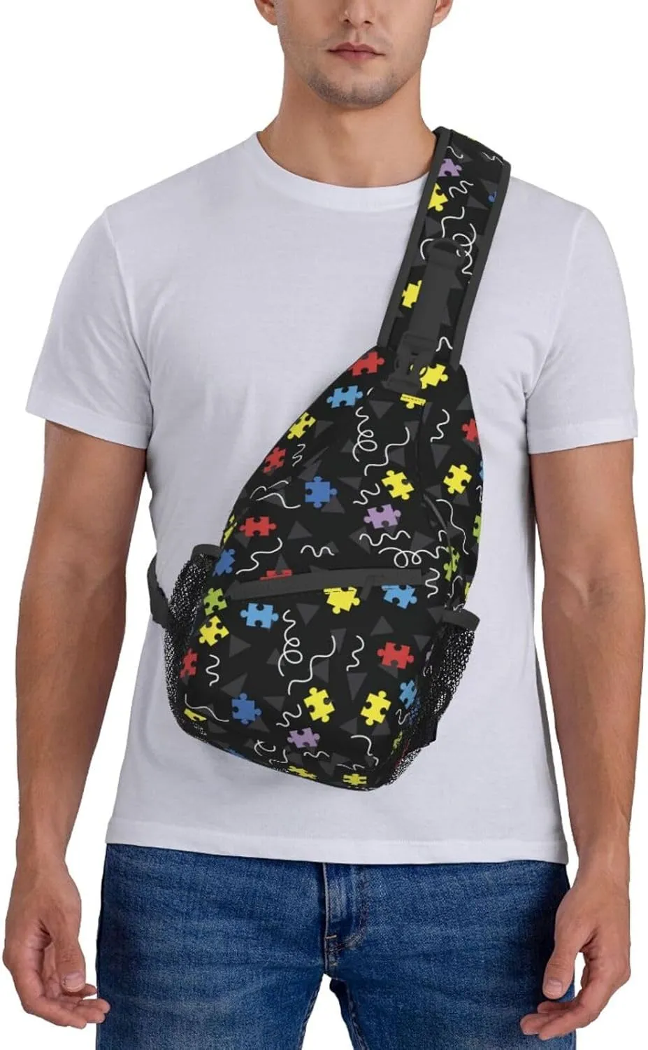 Autism Awareness Sling Bag,Multipurpose Crossbody Backpack Shoulder Chest Bag for Women Men Travel Hiking Daypack
