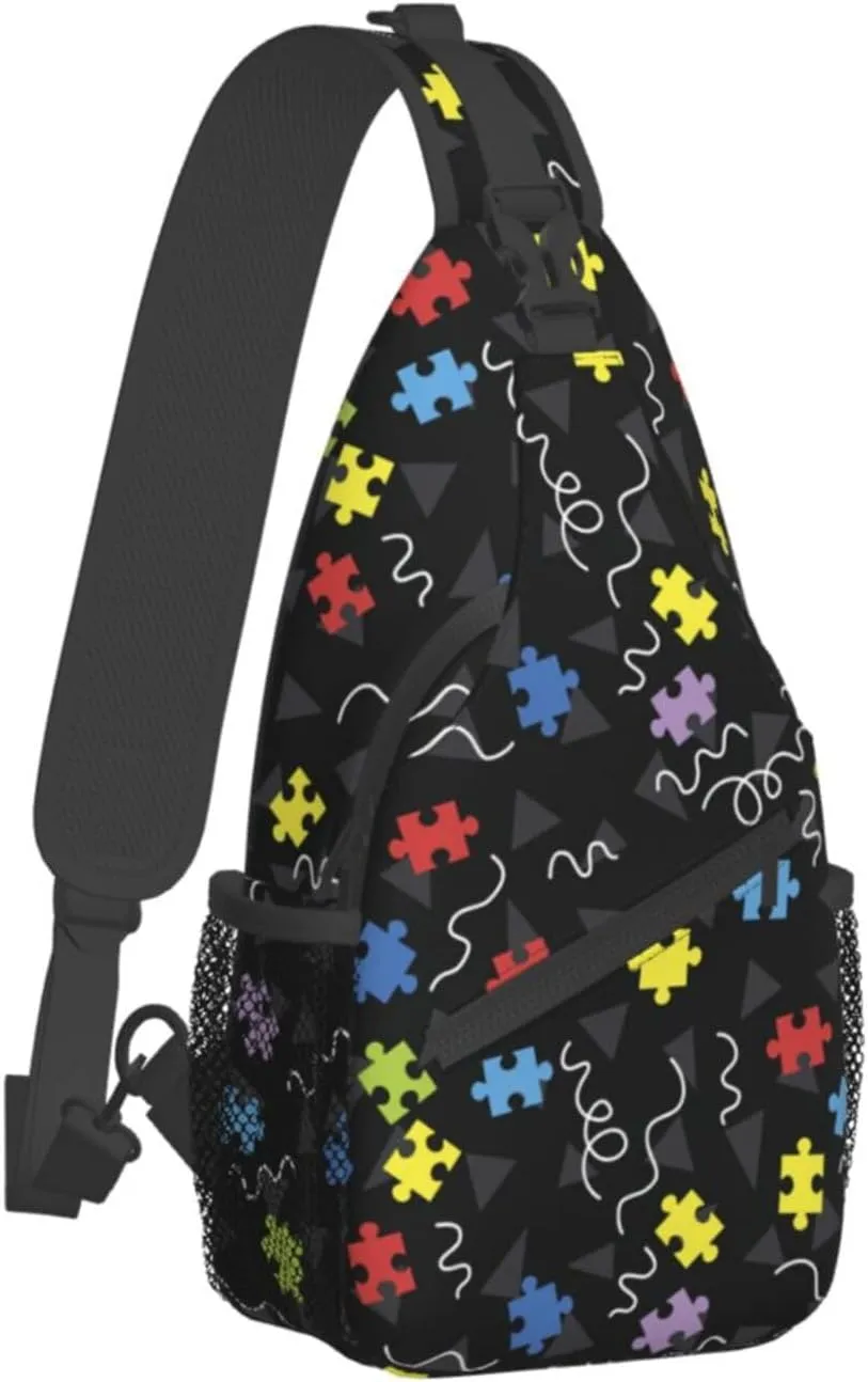 Autism Awareness Sling Bag,Multipurpose Crossbody Backpack Shoulder Chest Bag for Women Men Travel Hiking Daypack