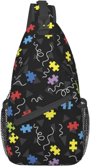 Autism Awareness Sling Bag,Multipurpose Crossbody Backpack Shoulder Chest Bag for Women Men Travel Hiking Daypack