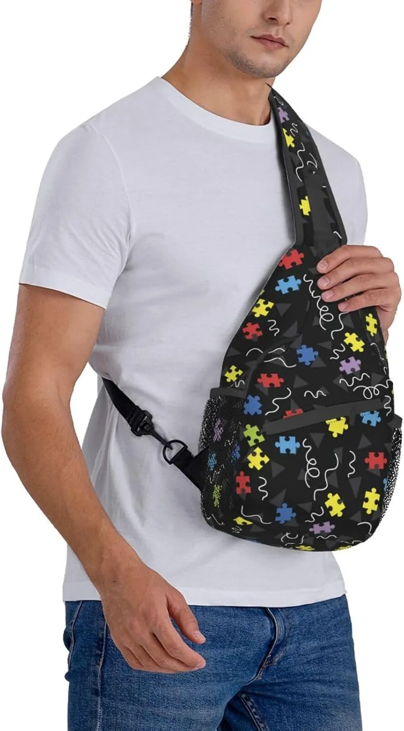 Autism Awareness Sling Bag,Multipurpose Crossbody Backpack Shoulder Chest Bag for Women Men Travel Hiking Daypack
