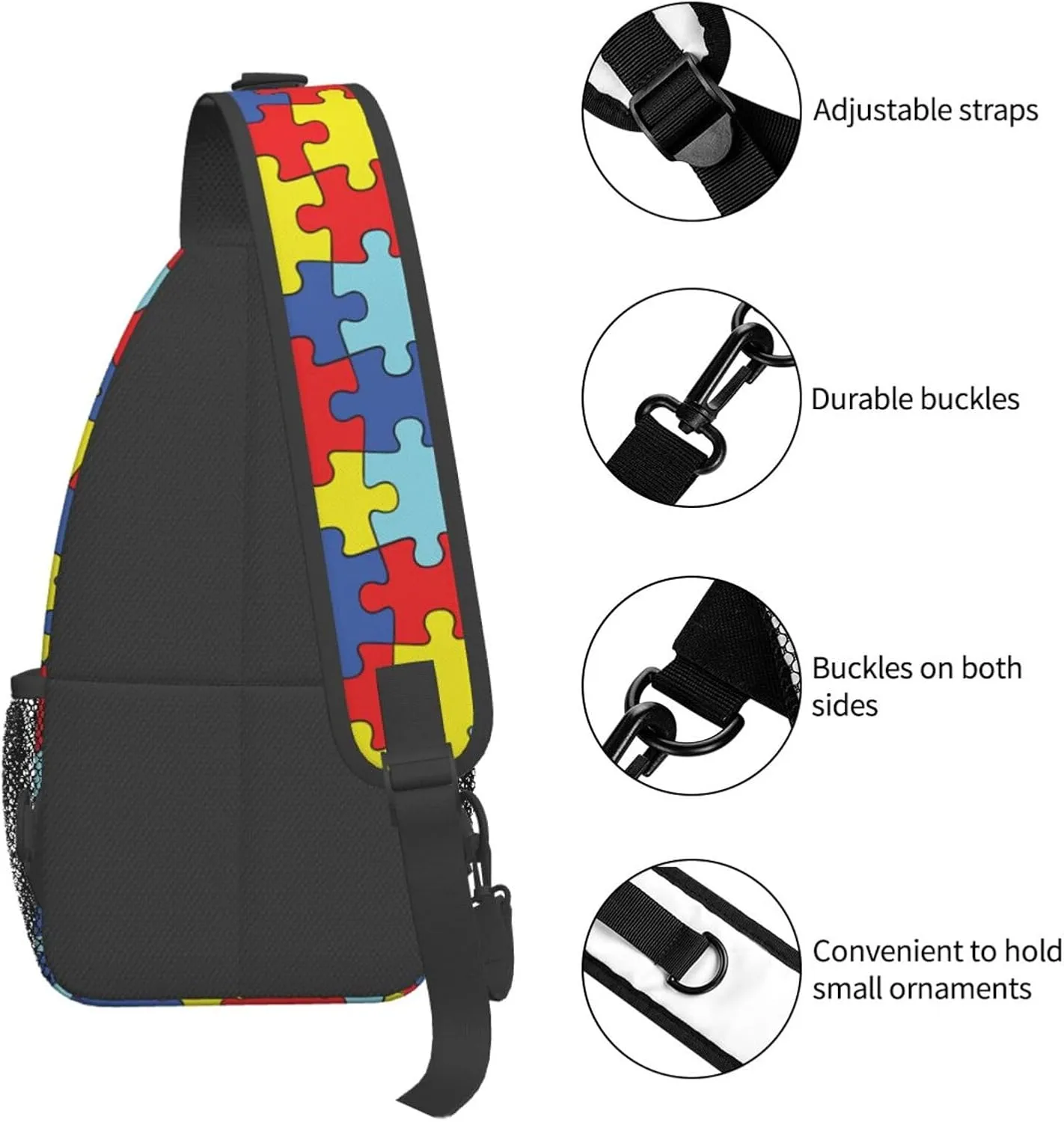 Autism Awareness Sling Bag,Multipurpose Crossbody Backpack Shoulder Chest Bag for Women Men Travel Hiking Daypack