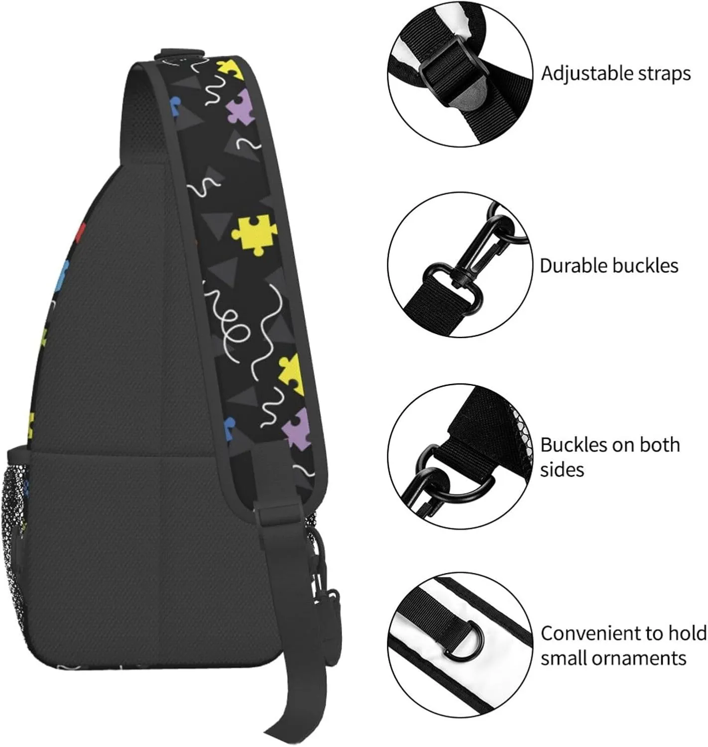 Autism Awareness Sling Bag,Multipurpose Crossbody Backpack Shoulder Chest Bag for Women Men Travel Hiking Daypack