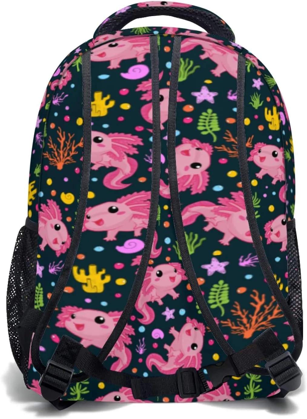 Axolotl Salamander Backpack With Adjustable Padded Shoulder Straps 17 Inch Daypacks For College Travel