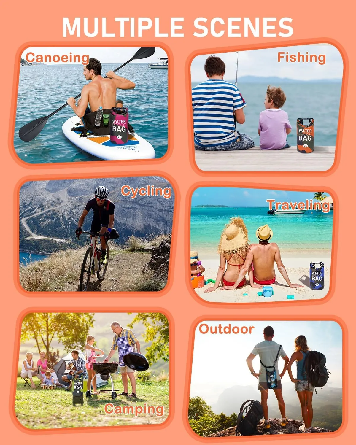 babygoal Waterproof Wet Bag and Dry Bag, Roll Top Waterproof 2L Backpack Sack for Travel,Swimming,Kayaking, Beach, Rafting, Boating, Hiking, Camping and Fishing