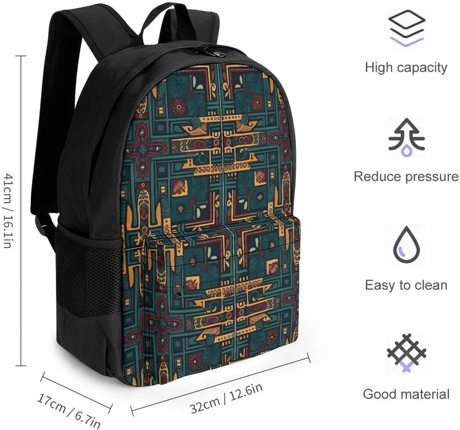 Backpack for Men Women Laptop Backpack Cyan And Red Casual Daypack Laptop Bag for Travel, 42x30.5cm