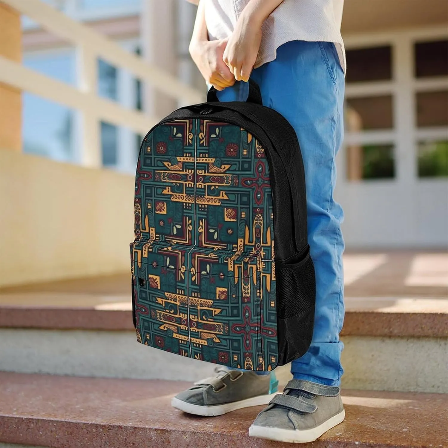 Backpack for Men Women Laptop Backpack Cyan And Red Casual Daypack Laptop Bag for Travel, 42x30.5cm