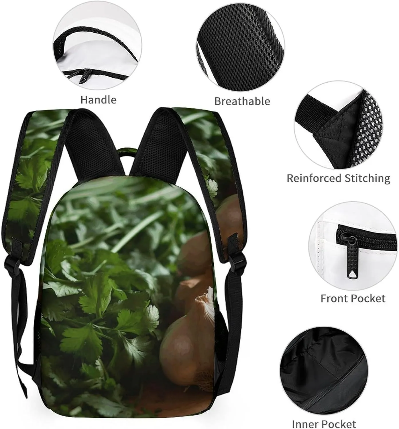 Backpack for Men Women Laptop Backpack Garlic And Cilantro Casual Daypack Laptop Bag for Travel