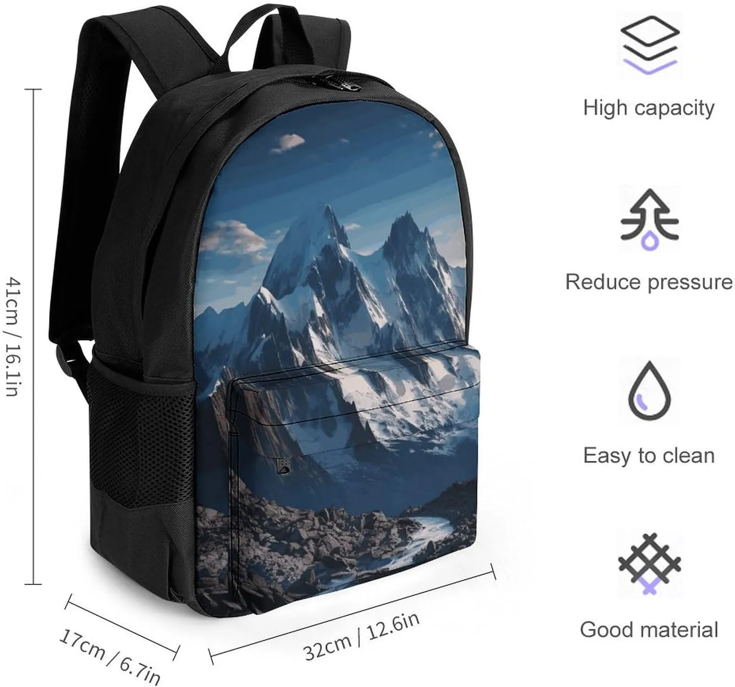 Backpack for Men Women Laptop Backpack Melting Snow Mountain Casual Daypack Laptop Bag for Travel