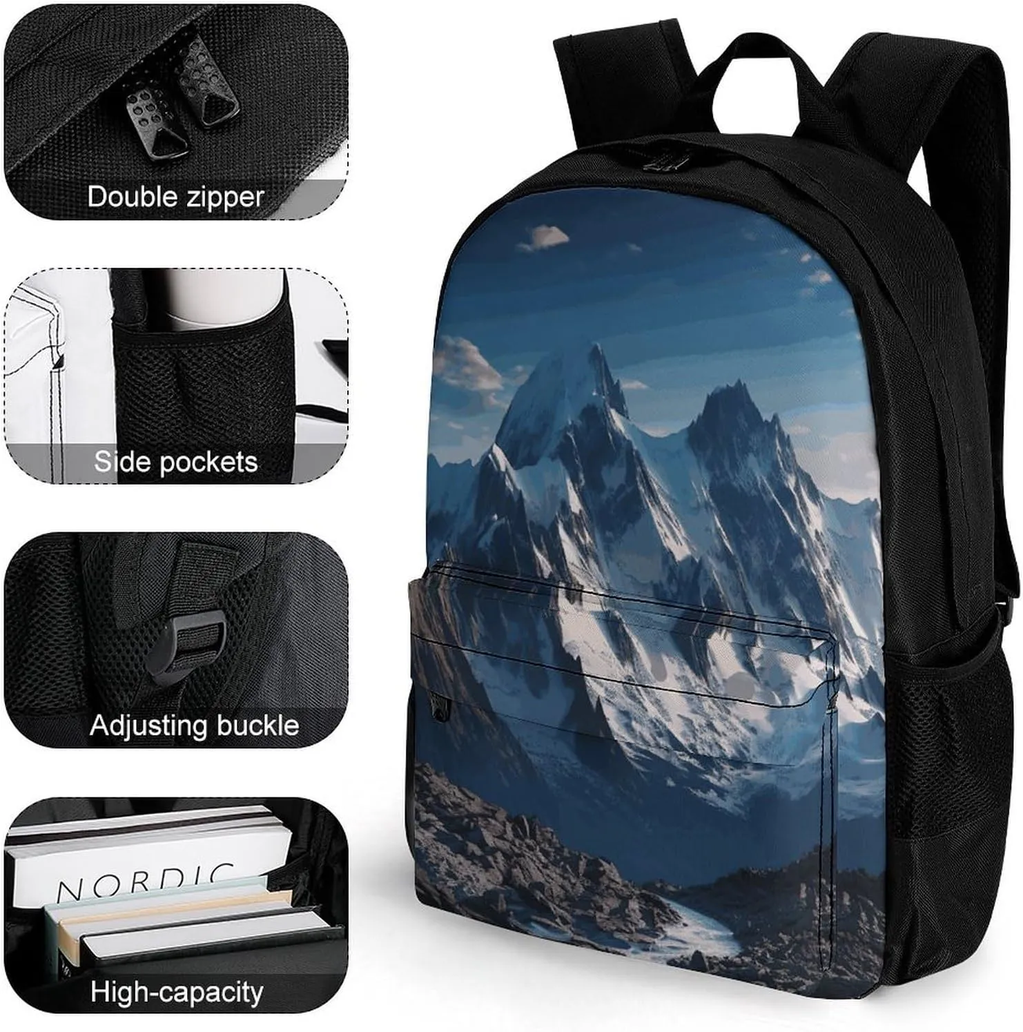 Backpack for Men Women Laptop Backpack Melting Snow Mountain Casual Daypack Laptop Bag for Travel