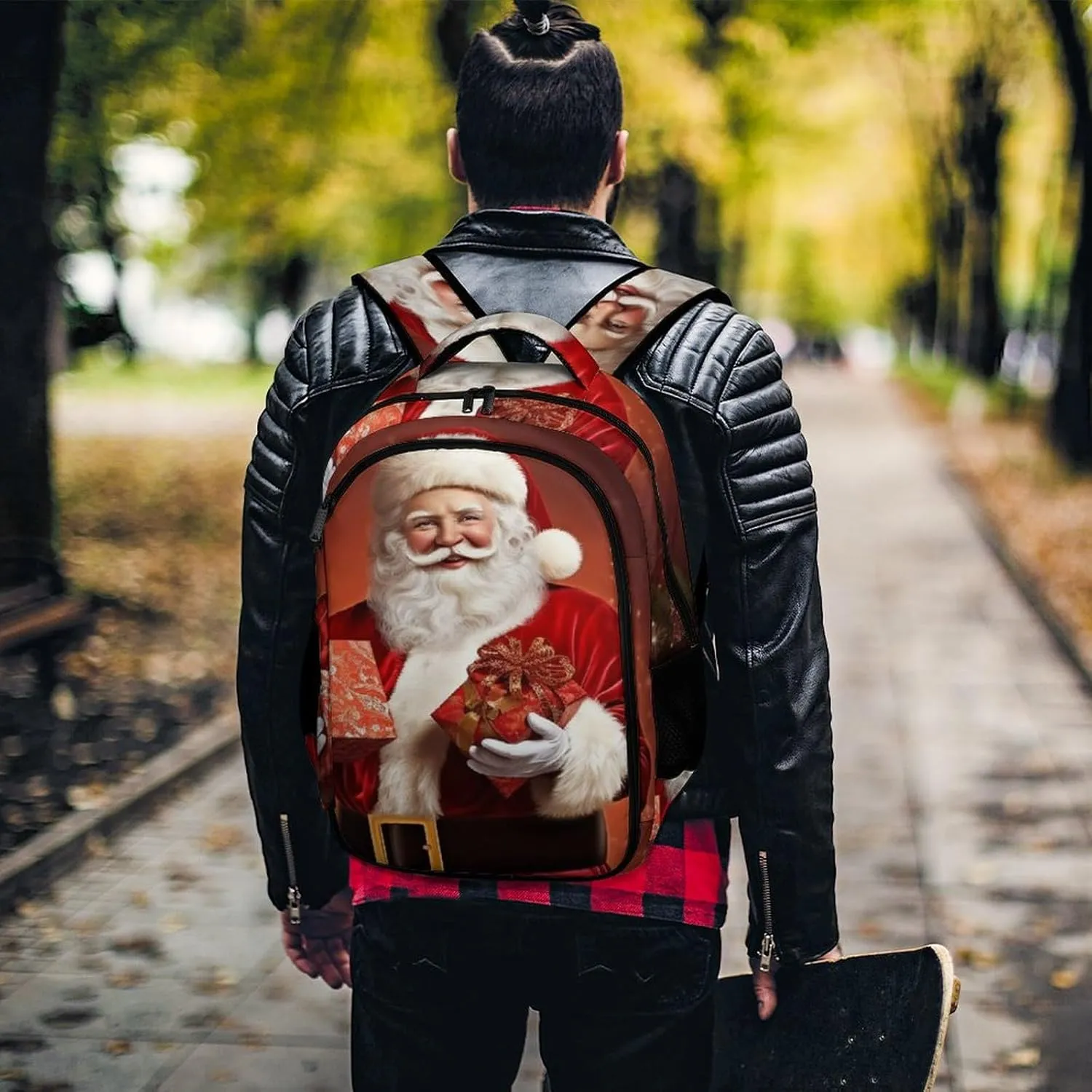 Backpack for Women Men Daypack Lovely Santa Claus Holding Present Laptop Backpack Computer Bag Casual Nurse Bag Laptop Bag