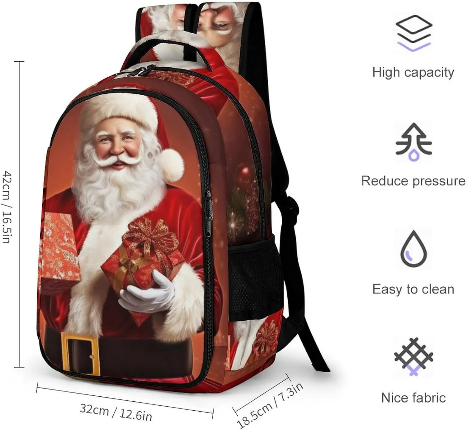 Backpack for Women Men Daypack Lovely Santa Claus Holding Present Laptop Backpack Computer Bag Casual Nurse Bag Laptop Bag
