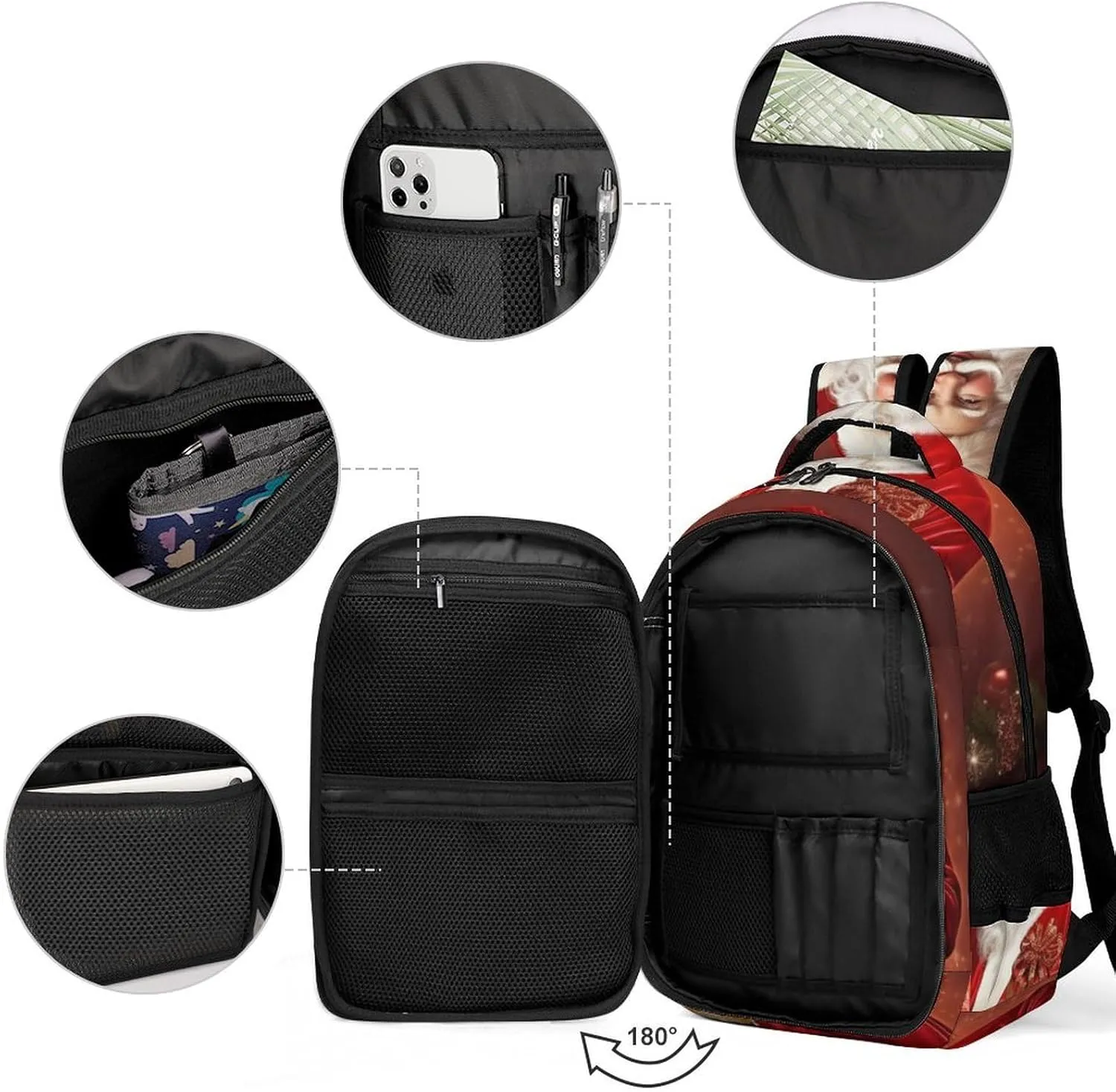 Backpack for Women Men Daypack Lovely Santa Claus Holding Present Laptop Backpack Computer Bag Casual Nurse Bag Laptop Bag