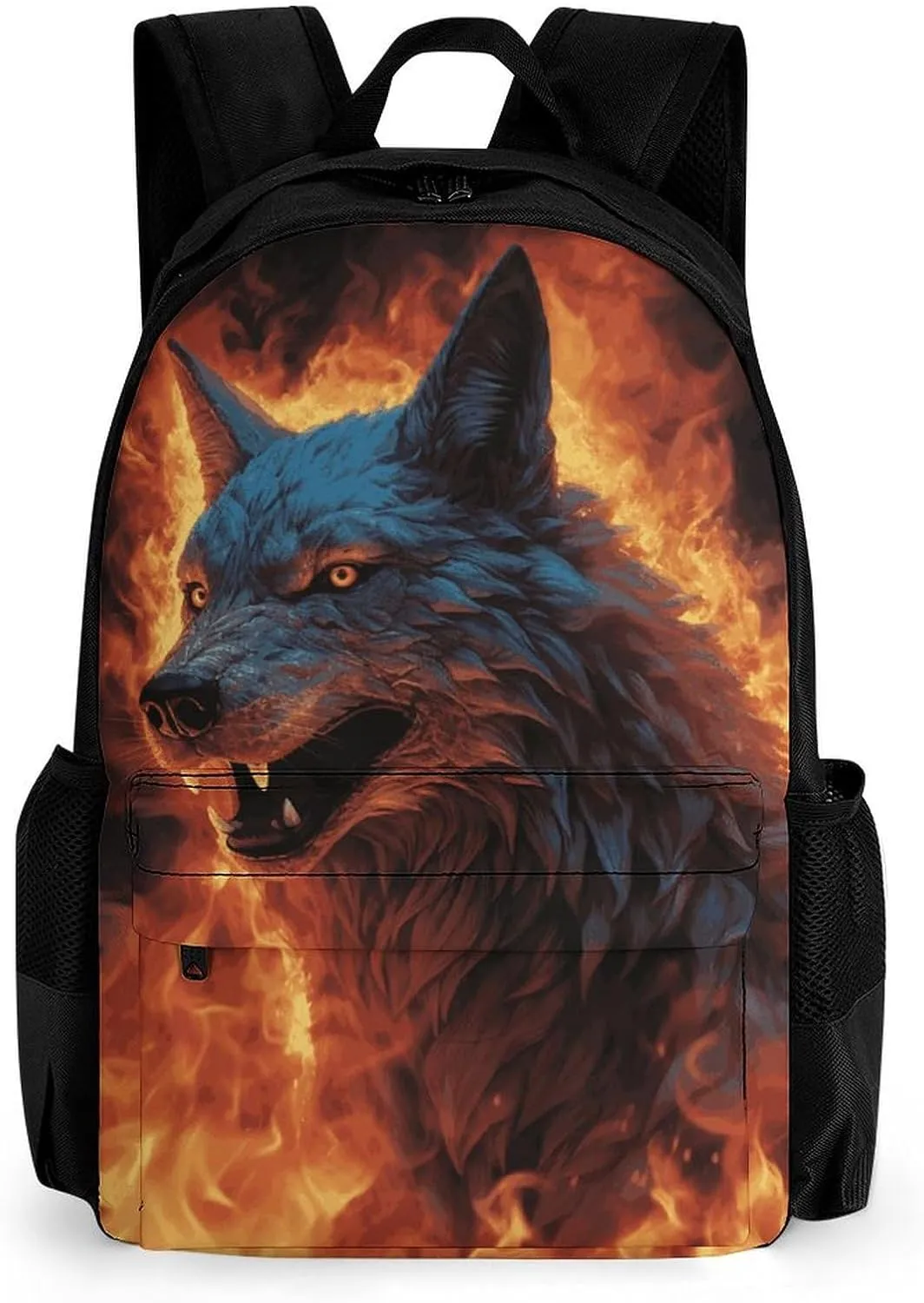 Backpack for Women Men Wolf Surrounded by Fire Laptop Backpack Casual Bookbag for Travel Business Simple Daypack