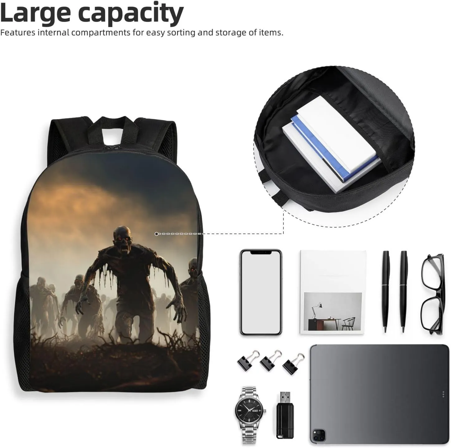 Backpack Many Zombie Travel Casual Laptop Backpack Waterproof Hiking Daypack For Men Women