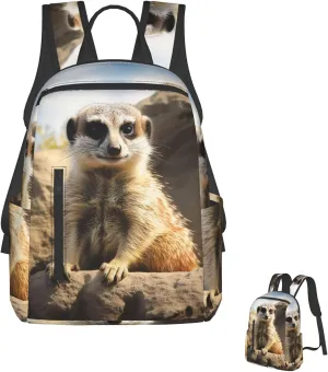 Backpack Meerkat Animal Travel Casual Laptop Backpack Adjustable Hiking Daypack for Men Women