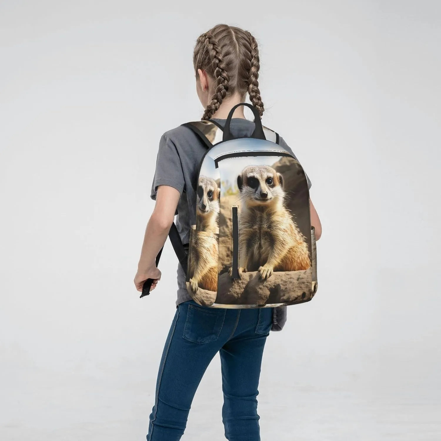 Backpack Meerkat Animal Travel Casual Laptop Backpack Adjustable Hiking Daypack for Men Women