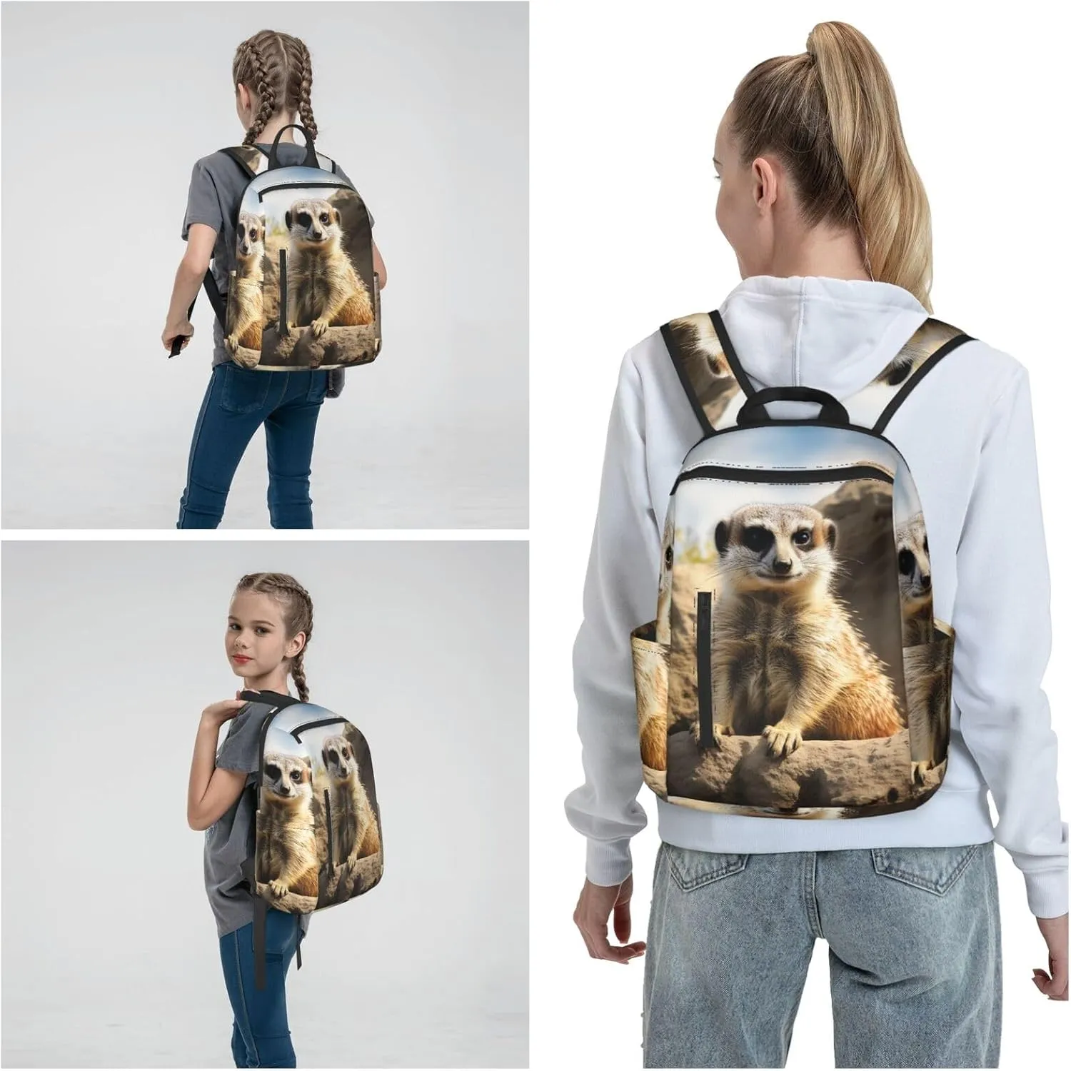 Backpack Meerkat Animal Travel Casual Laptop Backpack Adjustable Hiking Daypack for Men Women
