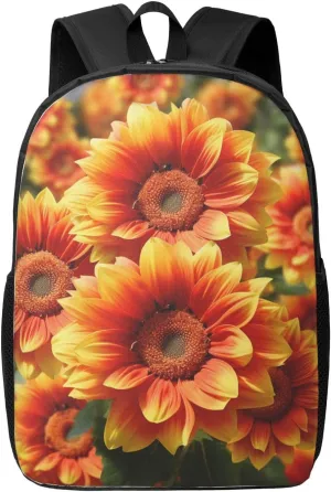Backpack Orange Sunflower Travel Casual Laptop Backpack 17 inch Waterproof Hiking Daypack for Men Women