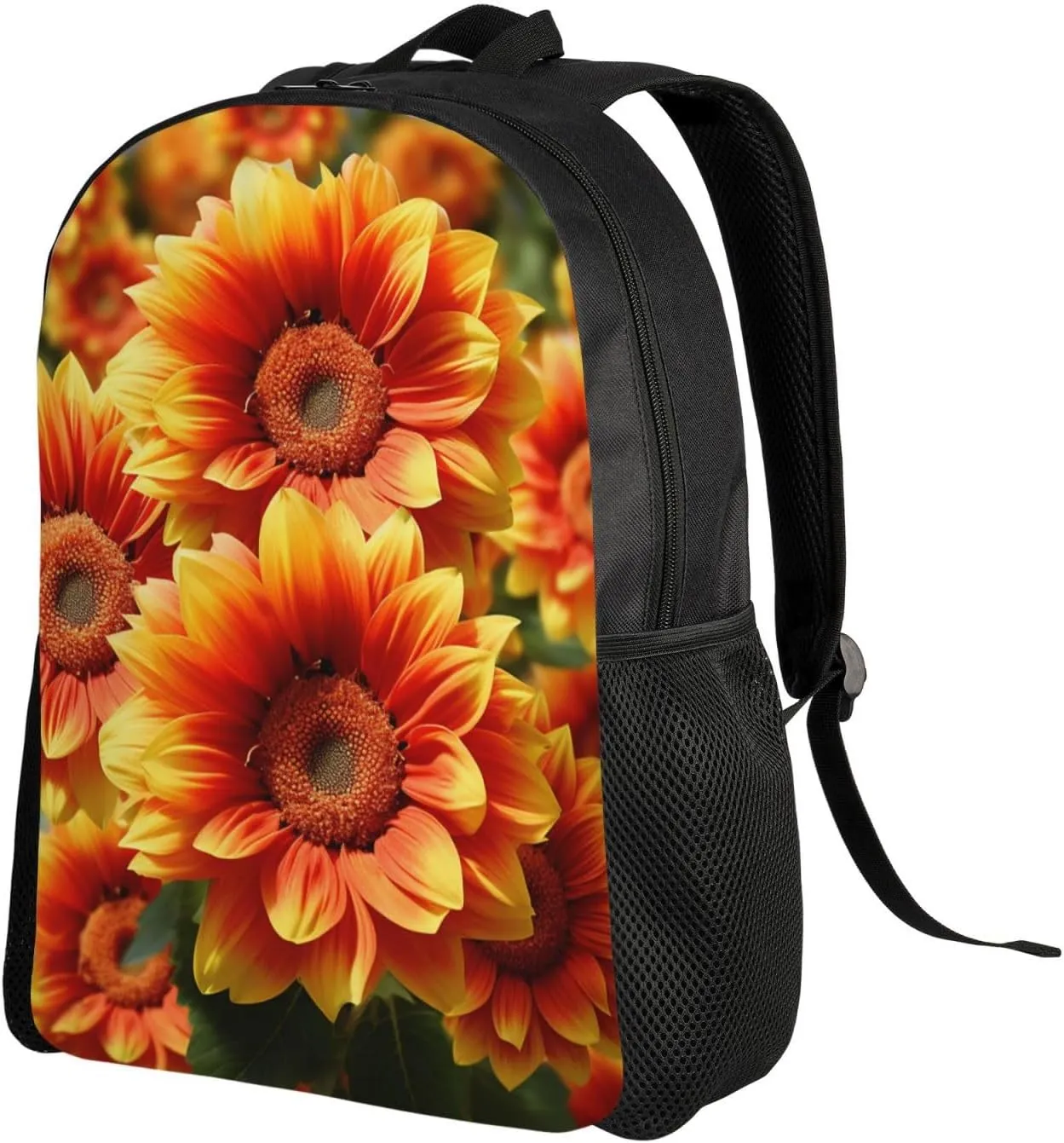 Backpack Orange Sunflower Travel Casual Laptop Backpack Waterproof Hiking Daypack For Men Women