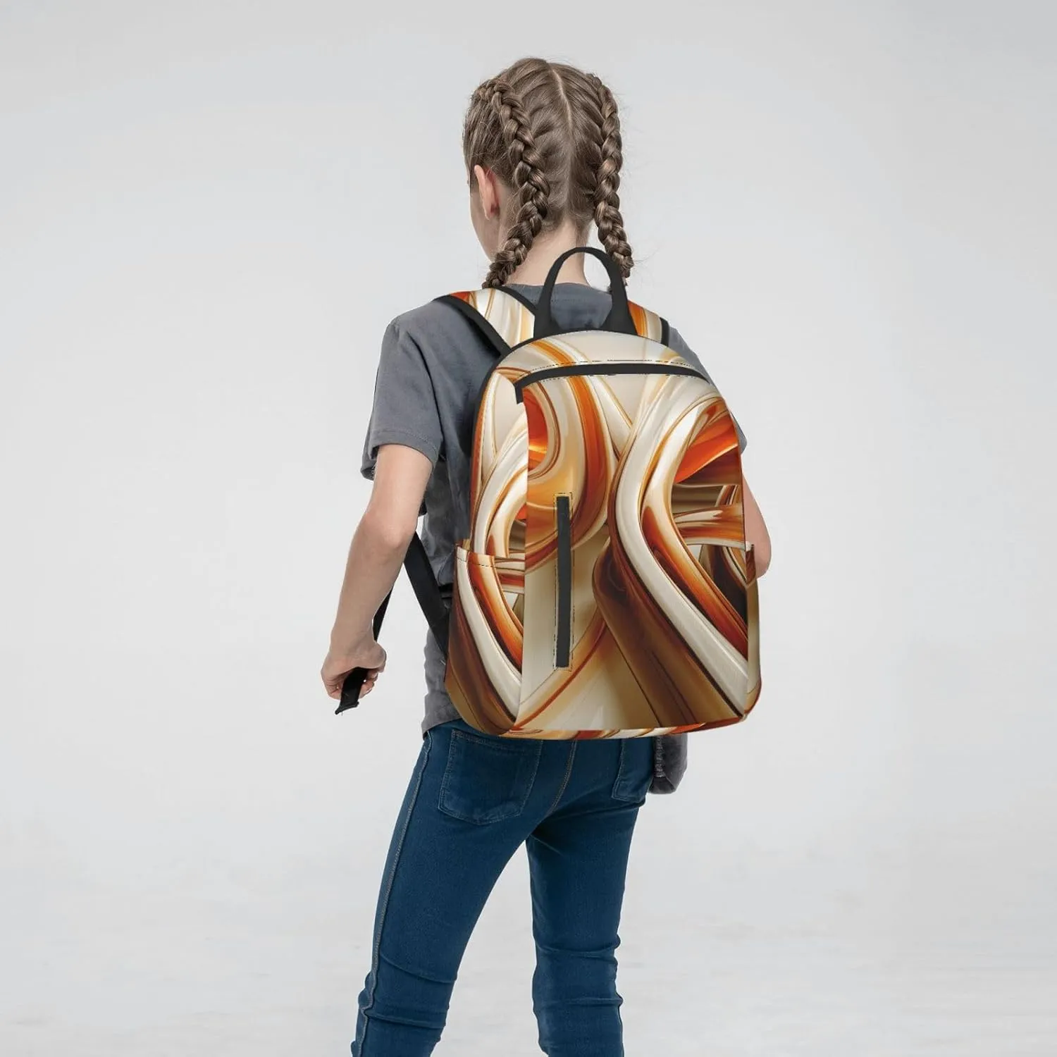 Backpack Orange White Lines Travel Casual Laptop Backpack Adjustable Hiking Daypack for Men Women