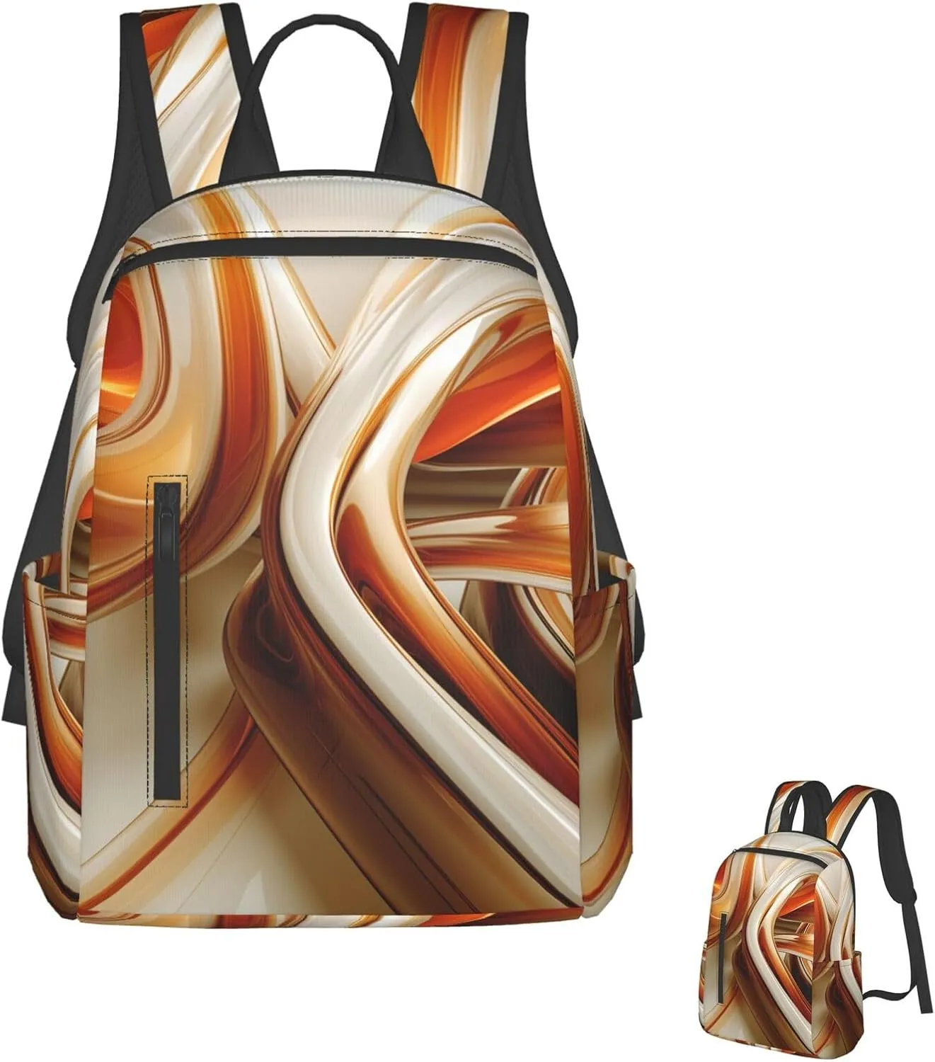 Backpack Orange White Lines Travel Casual Laptop Backpack Adjustable Hiking Daypack for Men Women