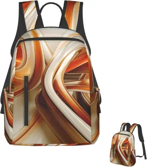 Backpack Orange White Lines Travel Casual Laptop Backpack Adjustable Hiking Daypack for Men Women