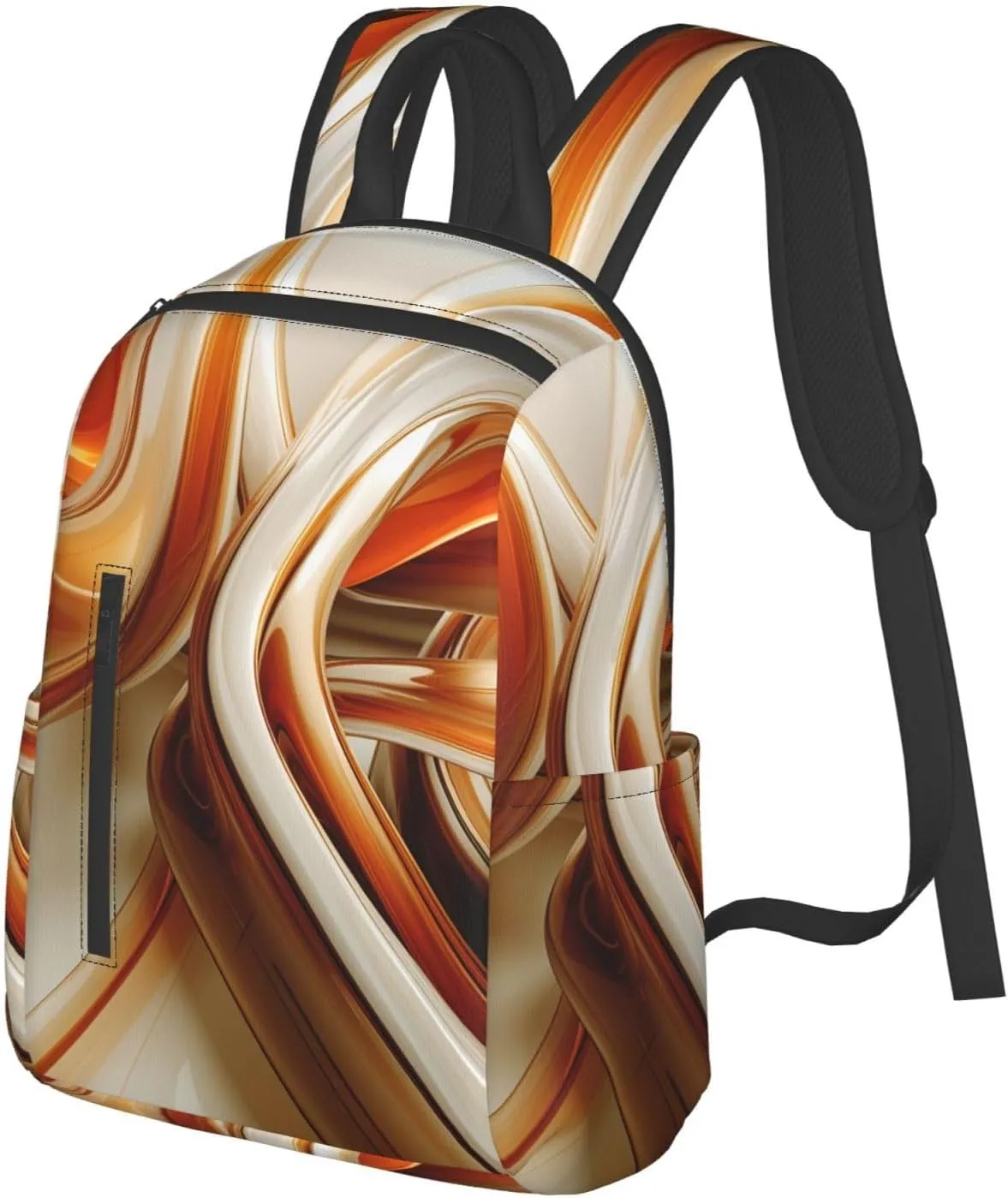 Backpack Orange White Lines Travel Casual Laptop Backpack Adjustable Hiking Daypack for Men Women