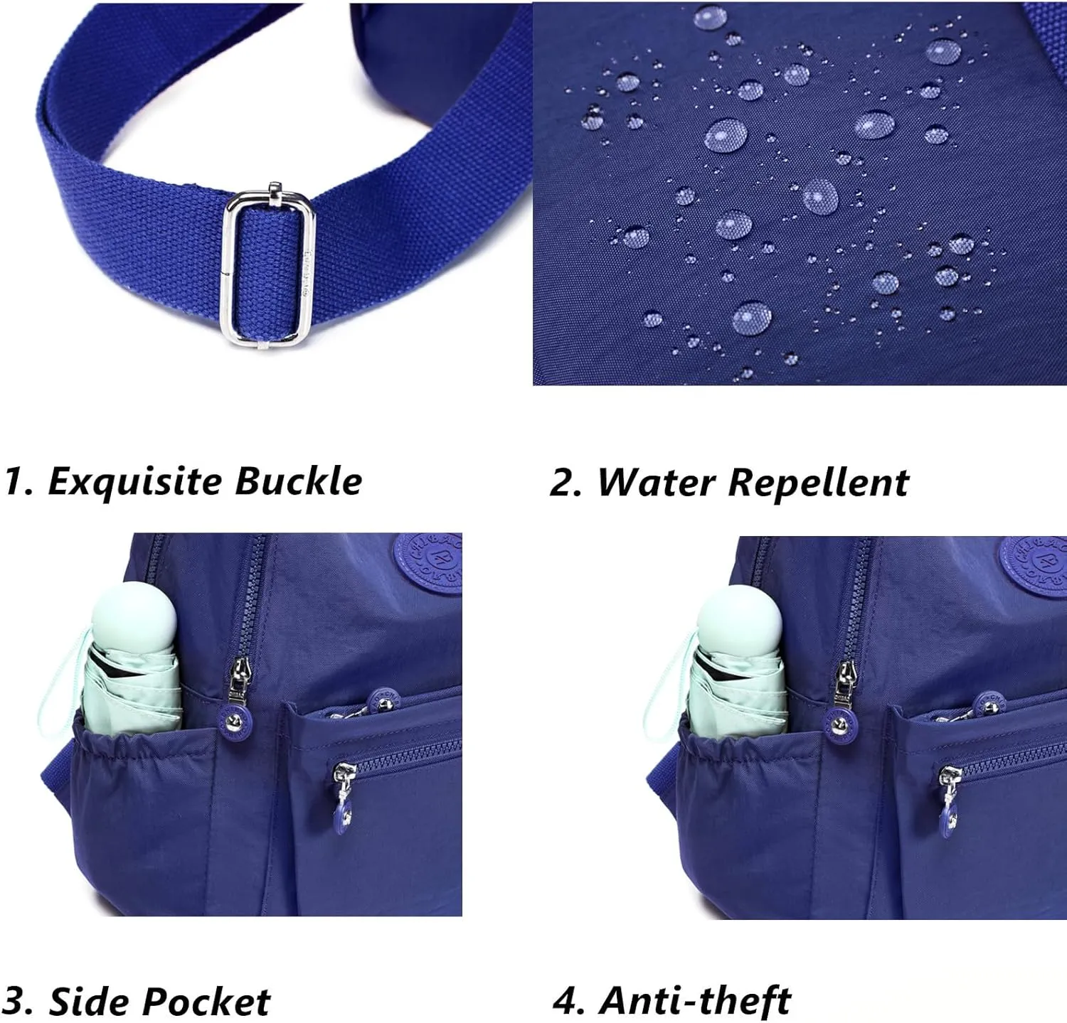 Backpack Purse for Women Ladies Nylon Bag Casual Daypack Travel Shopping Pack (A Style Dark Blue)
