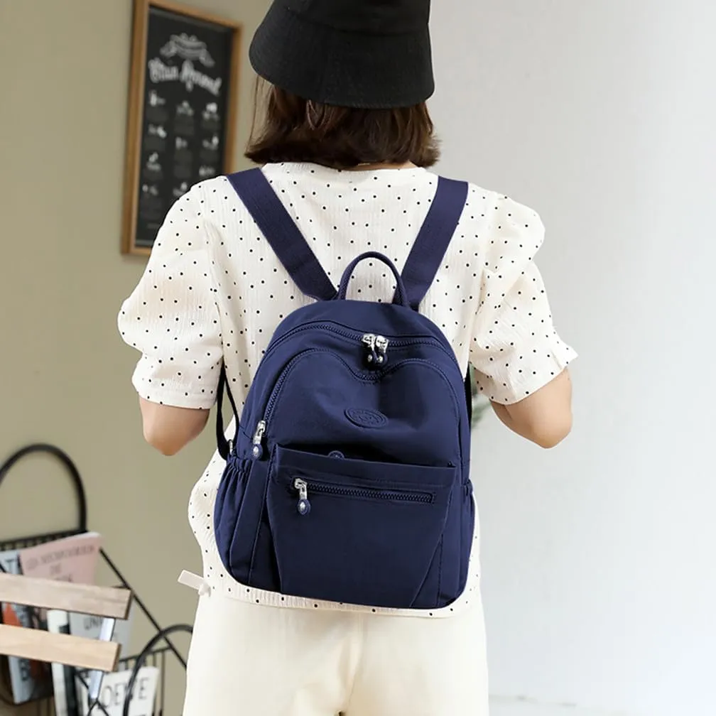 Backpack Purse for Women Ladies Nylon Bag Casual Daypack Travel Shopping Pack (A Style Dark Blue)