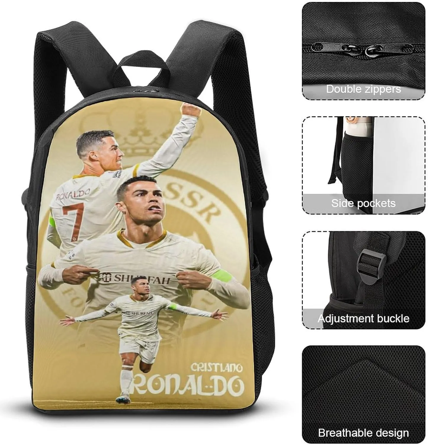 Backpack Set 3 Pcs with Lunch Box, Multipurpose Lightweight Casual Camping Travel Work Backpacks, for Football Fans, Large Capacity Laptop Backpack 17 Inch -11