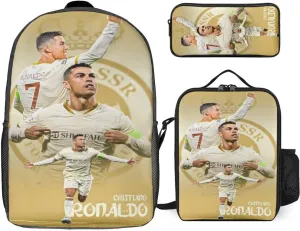 Backpack Set 3 Pcs with Lunch Box, Multipurpose Lightweight Casual Camping Travel Work Backpacks, for Football Fans, Large Capacity Laptop Backpack 17 Inch -11