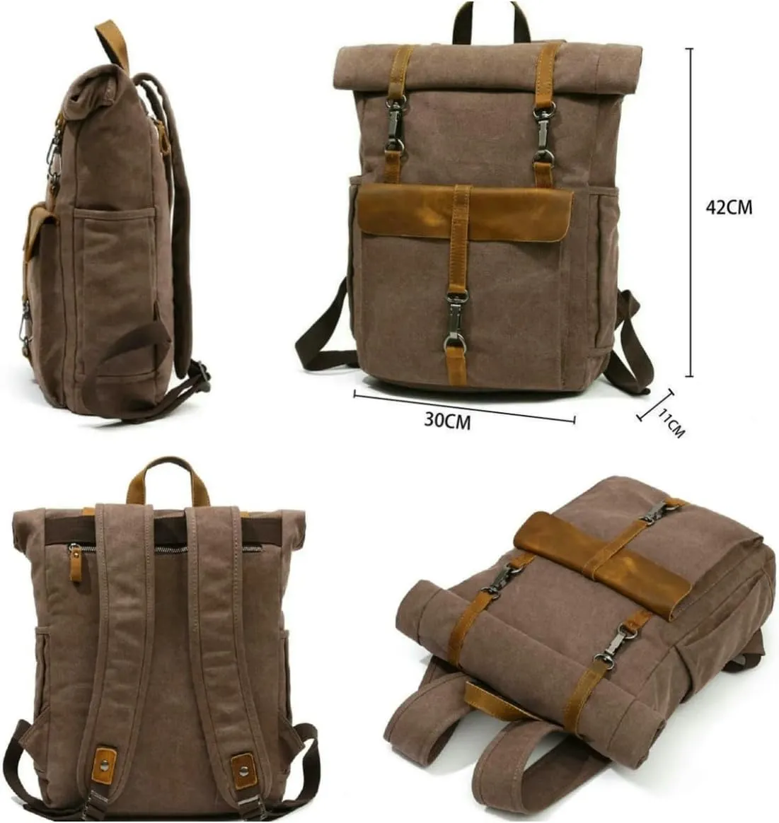 Backpack Vintage Men's Canvas Leather Backpack Women's Travel Bag Laptop Backpack Youth Backpack