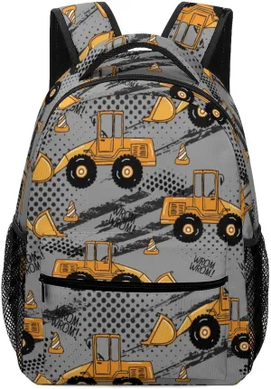 Backpack with Chest Strap Construction Machines Truck Lightweight Casual Daypack Cartoon Travel Computer Notebooks Bag for Men Women