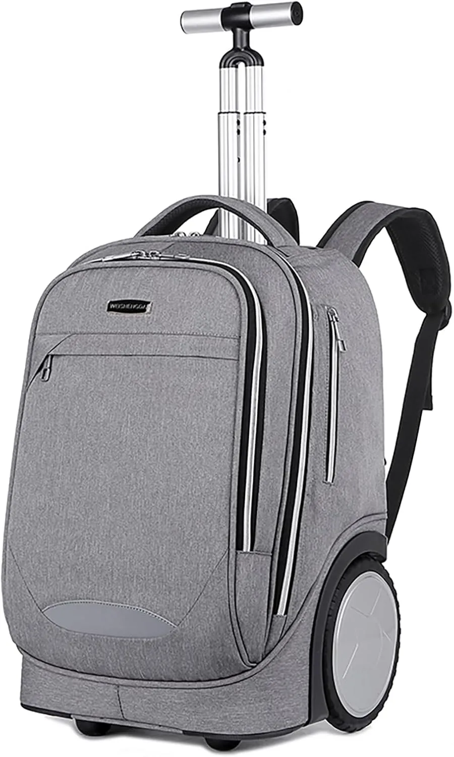 Backpack with Wheel,Rolling Backpack with Double Reinforce Telescoping Handle and Laptop Compartment,Travel Backpack with 7 Inch Large Wheels Easy Going Up and Down Staircase for Business Travel Grey