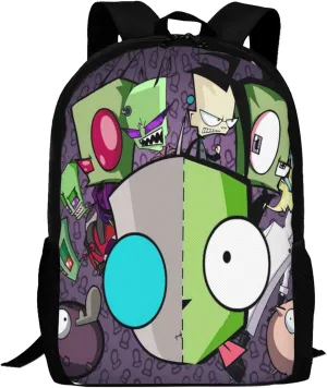 Backpacks Invader Anime Zim Adjustable Laptop Backpack Double Shoulder Bag for Women Men Climbing Shopping Work