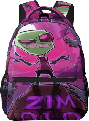 Backpacks Invader Anime Zim Adjustable Laptop Backpack Double Shoulder Bag for Women Men Climbing Shopping Work