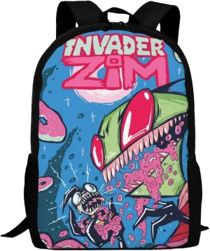 Backpacks Invader Anime Zim Adjustable Laptop Backpack Double Shoulder Bag for Women Men Climbing Shopping Work