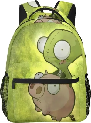 Backpacks Invader Anime Zim Adjustable Laptop Backpack Double Shoulder Bag for Women Men Climbing Shopping Work