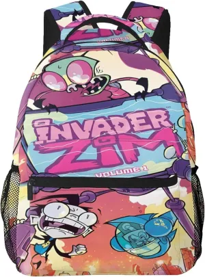 Backpacks Invader Anime Zim Adjustable Laptop Backpack Double Shoulder Bag for Women Men Climbing Shopping Work