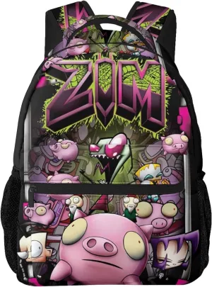 Backpacks Invader Anime Zim Adjustable Laptop Backpack Double Shoulder Bag for Women Men Climbing Shopping Work