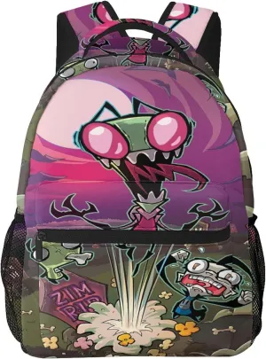 Backpacks Invader Anime Zim Adjustable Laptop Backpack Double Shoulder Bag for Women Men Climbing Shopping Work