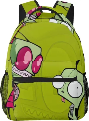 Backpacks Invader Anime Zim Adjustable Laptop Backpack Double Shoulder Bag for Women Men Climbing Shopping Work