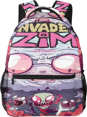 Backpacks Invader Anime Zim Adjustable Laptop Backpack Double Shoulder Bag for Women Men Climbing Shopping Work