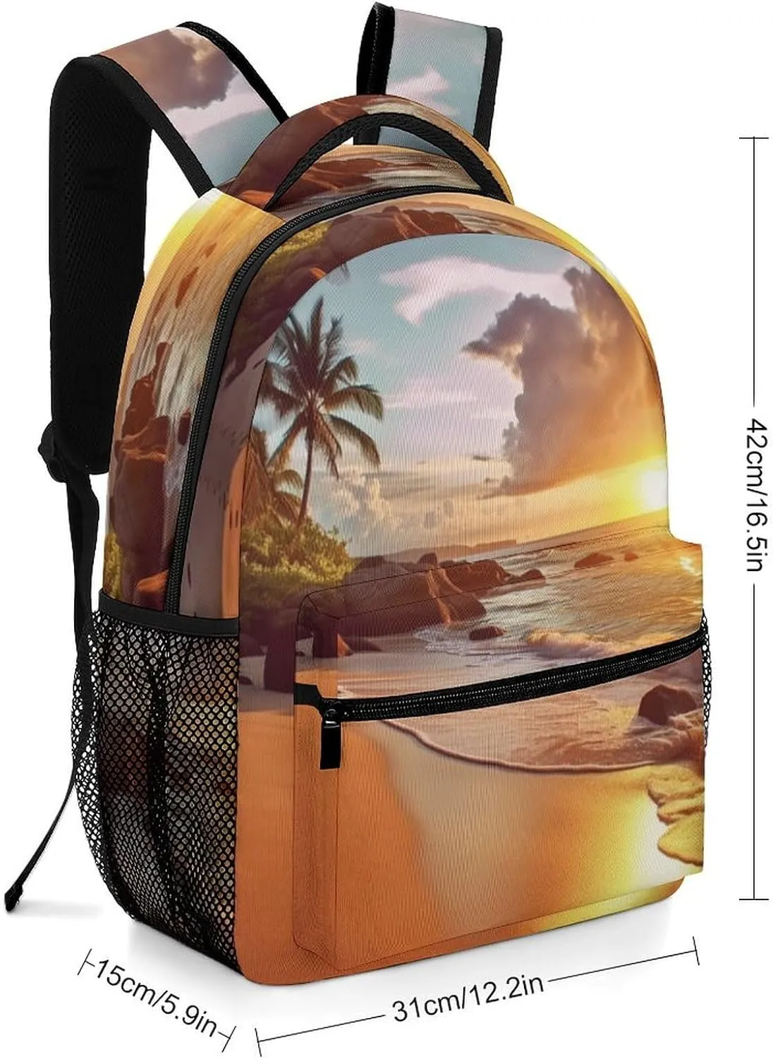 Backpacks Tropical Beach at Sunset Travel Bag Laptop Backpack Casual Daypack for Weekender Business Hiking