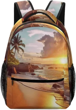 Backpacks Tropical Beach at Sunset Travel Bag Laptop Backpack Casual Daypack for Weekender Business Hiking