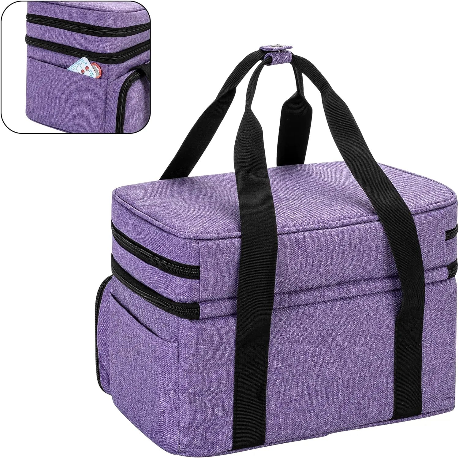 BAFASO Double Layer Sewing Accessories Organizer with 2 Detachable Pouches, Large Sewing Storage Bag for Sewing Tools (BAG ONLY), Purple