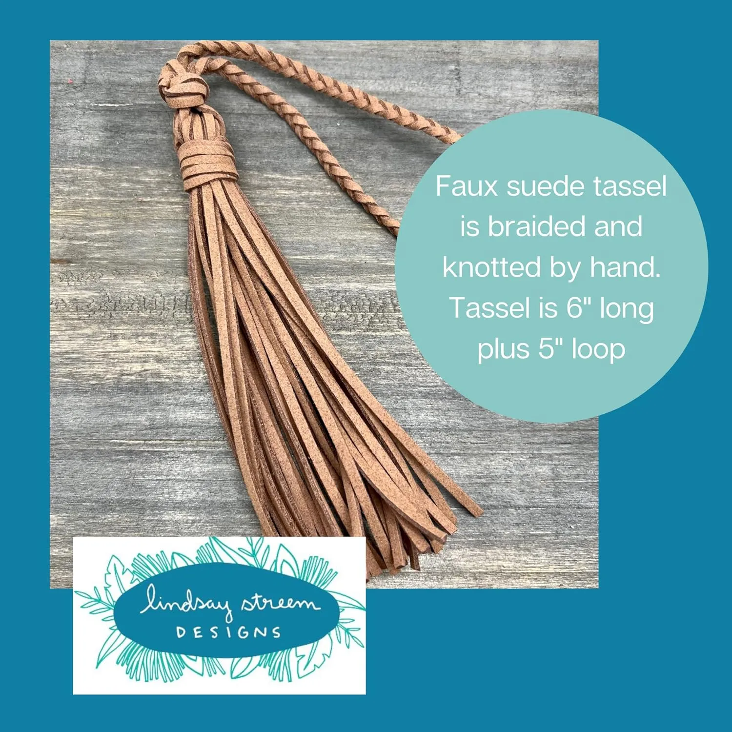 Bag Charm with Tassel for Purses & Totes Faux Suede Leather (Dusty Rose)