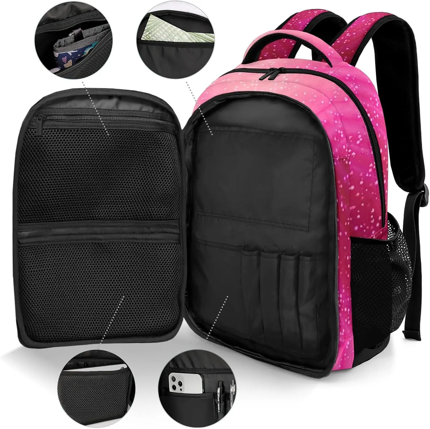 Ballerina Dance Pink Daypack Backpack Laptop Bag Custom Name Shoulder Bags School Backpack for Sports Party