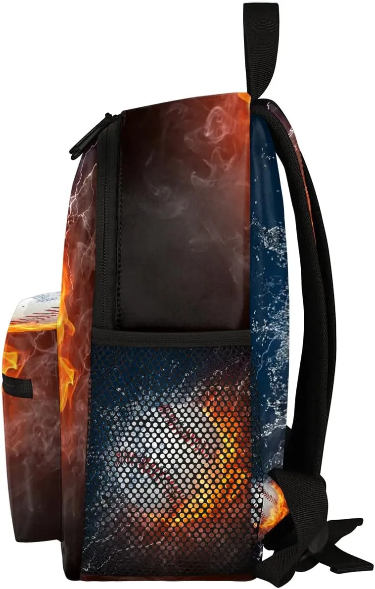 Baseball Fire Water Toddler Backpack for Little Boys Small Bookbags Backpack Preschool Kindergarten Backpack Lightweight Waterproof Mini Travel Student Bookbag